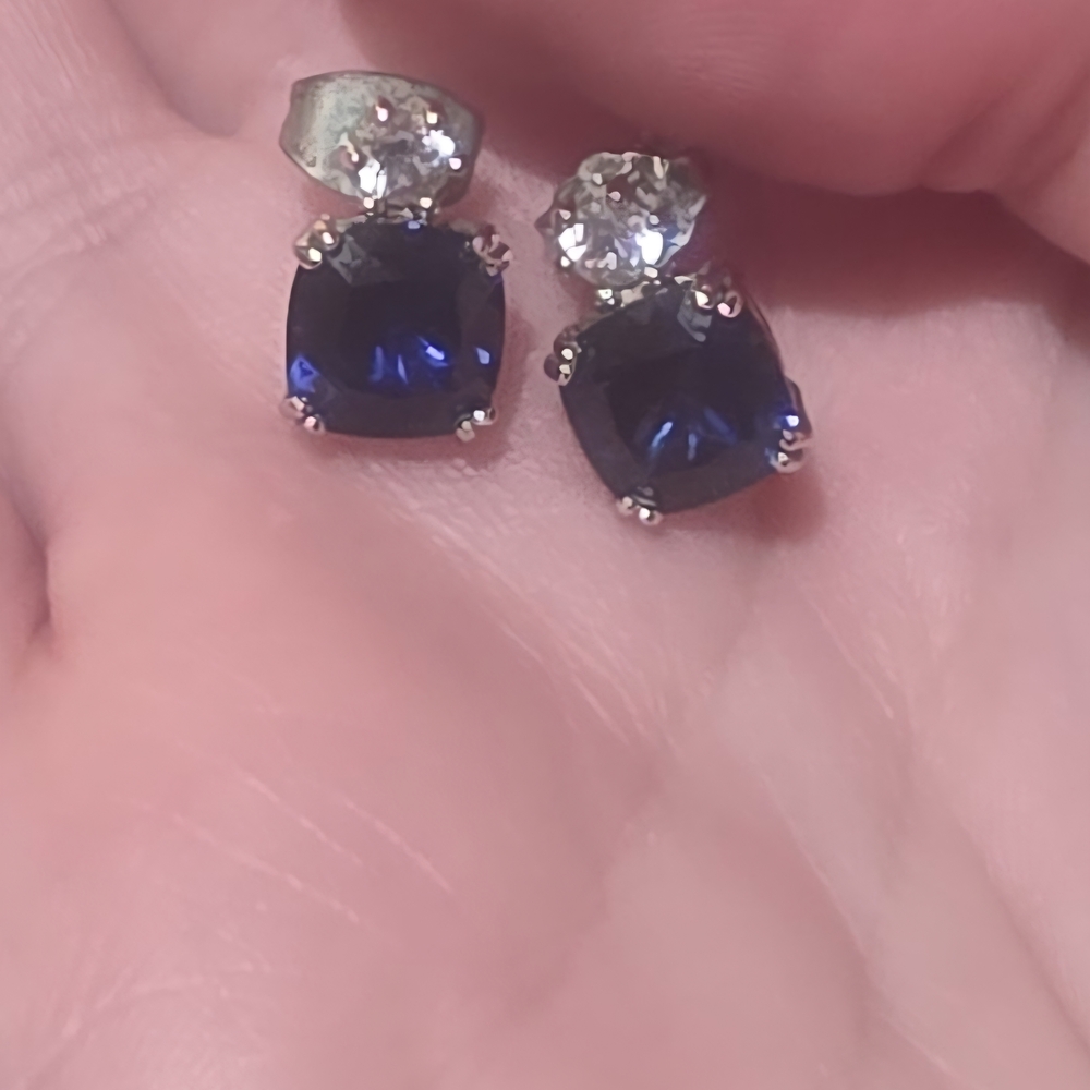 Zales Blue and Silver Gemstone Earrings
